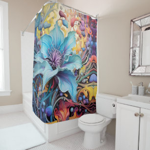 Pale Robin Egg Blue Blossom Symphony Shower Curtain