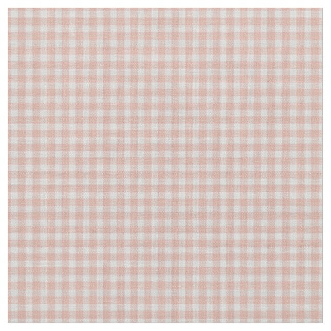 Pale Rose and White Checkered Gingham Plaid Fabric (Close Up)