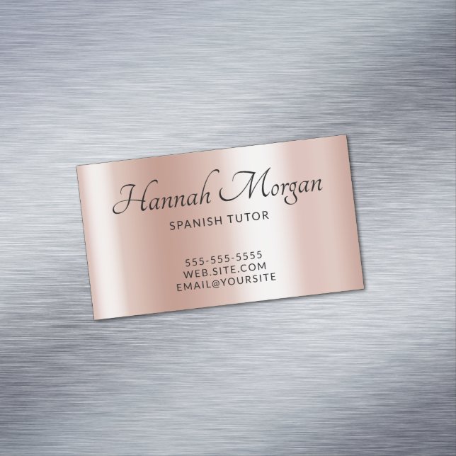 Pale Rose Gold Elegant Ombre Magnetic Business Card (In Situ)