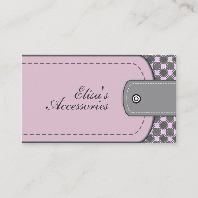 Pale rose pink leather look and pattern custom business card (Front)