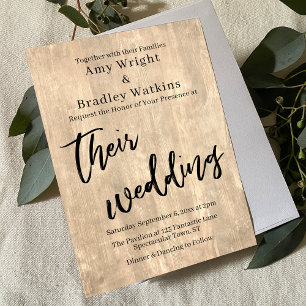 Pale Rustic Barn Wood Typography Their Wedding Invitation