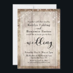 Pale Rustic Wood and White Lights Wedding Invitation<br><div class="desc">With a pale brown wood background and dual strings of twinkling light accents, I've combined a beautiful modern script font to create graphics depicting key words and phrases in this popular collection. In this case, the script font reads "wedding " and "and". Then you'll also see "mr" and "mrs" on...</div>