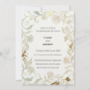 Pale Sage Baroque Wedding Invitation