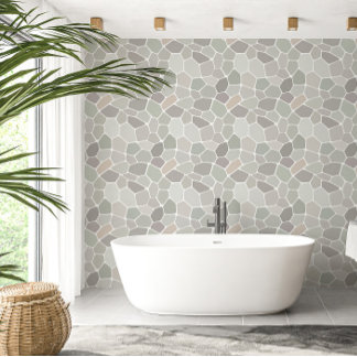 Pale Sage Eggshell Mosaic Wallpaper
