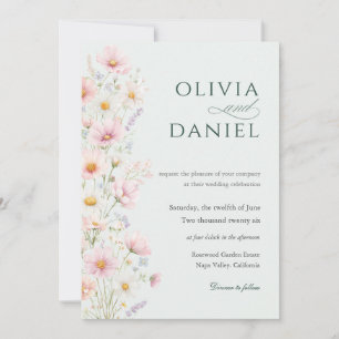 Pale Sage Wildflower Garden Wedding Invitation