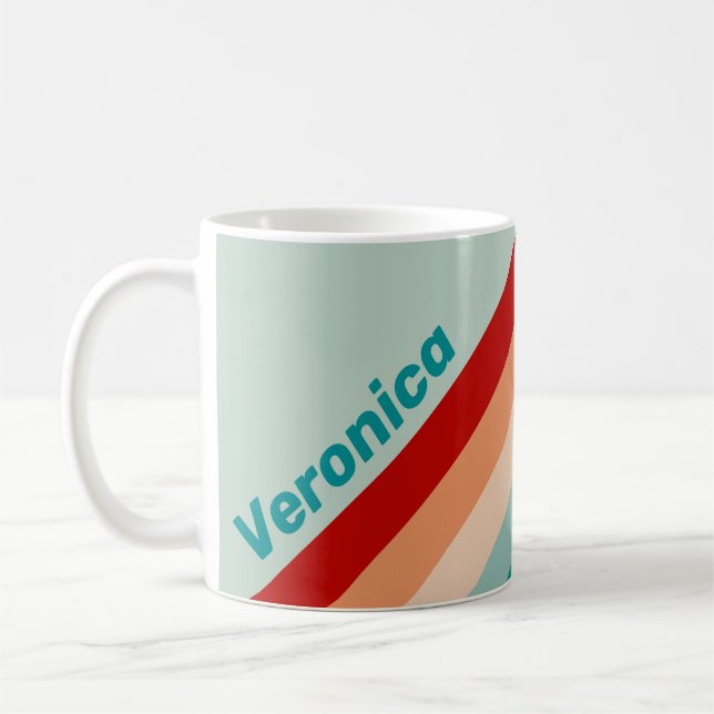 Pale Seaglass Stripes with Name Coffee Mug (Left)