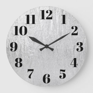 Pale Silver Glam Texture Large Clock