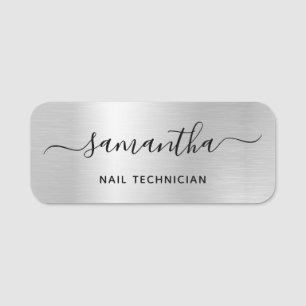 Pale Silver Grey Glam Signature Name Job Title Tag