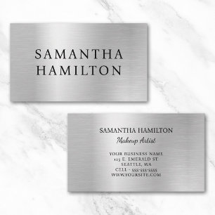 Pale Silver Grey Gradient Glam Business Card