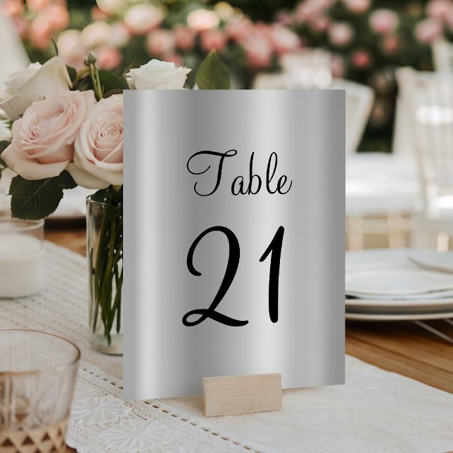 Pale Silver Satin Ombre Faux Foil Table Number (Pale Silver Satin Ombre Faux Foil Table Number)
