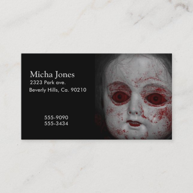 Pale Skin Doll With Blood Red Eyes Business Card (Front)