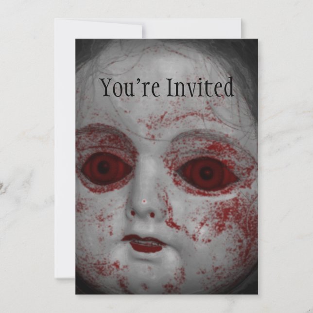 Pale Skin Doll With Blood Red Eyes Invitation (Front)