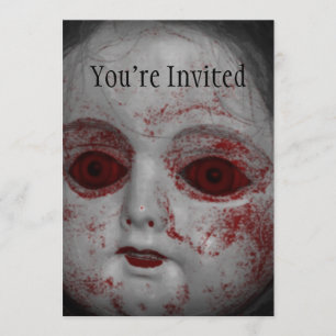 Pale Skin Doll With Blood Red Eyes Invitation