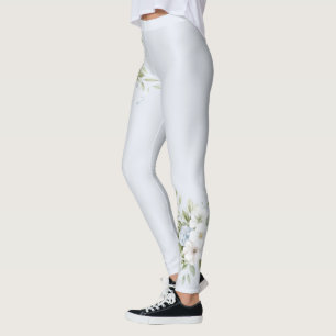 Pale Sky Blue Flowers Leggings