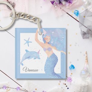 Pale Sky Blue Mermaid Party Adventure Keychain