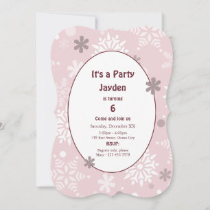 Pale Snow Winter Birthday Party  Invitation