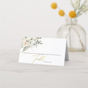 Pale Soft Floral Botanical Wedding Place Card