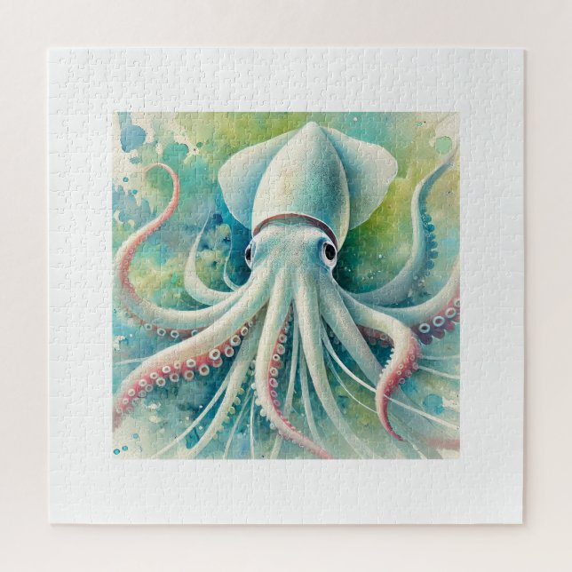Pale Squid 081024AREF151 - Watercolor Jigsaw Puzzle (Vertical)