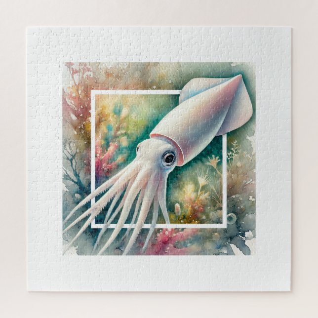 Pale Squid 310724AREF105 - Watercolor Jigsaw Puzzle (Vertical)