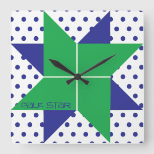 Pale Star- Green & Blue Square Wall Clock