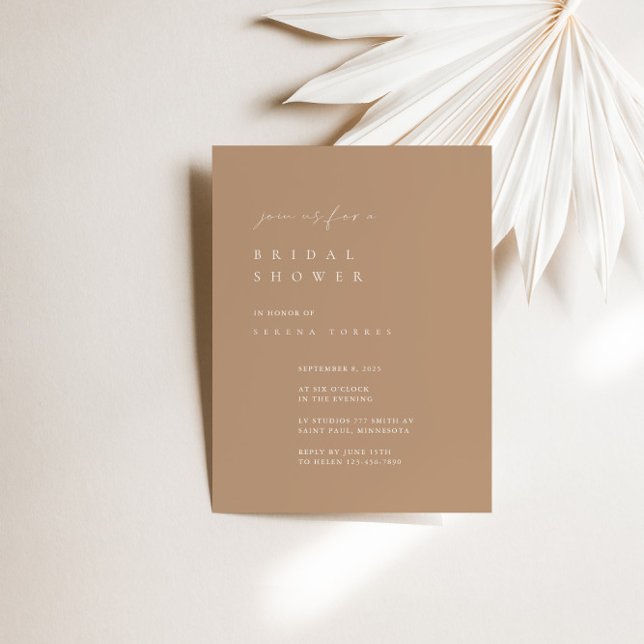 Pale Taupe Minimalist Bridal Shower Invitation (Creator Uploaded)
