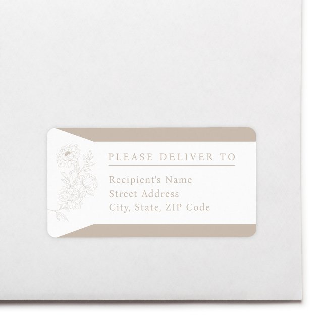 Pale Taupe Peony Wedding Return Address Label (Creator Uploaded)