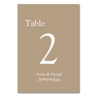 Pale taupe table Numbers cards