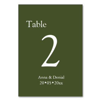 Pale taupe table Numbers cards