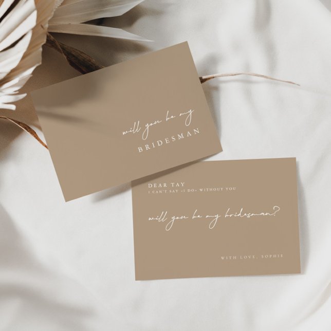 Pale Taupe Will You Be My Bridesman Proposal Card (Creator Uploaded)