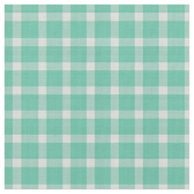 Pale Teal Checkered Plaid  Fabric (Close Up)