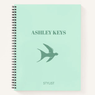 Pale teal elegant bird  notebook
