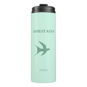 Pale teal elegant bird  thermal tumbler