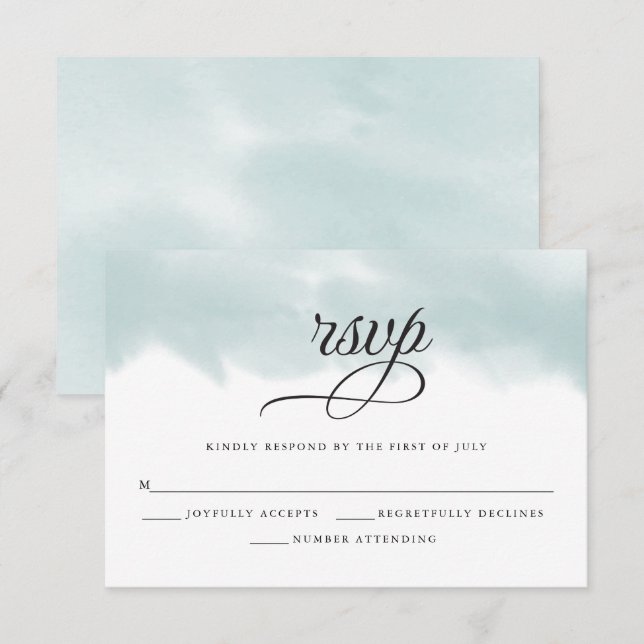 Pale Teal Green Watercolor RSVP Card (Front/Back)