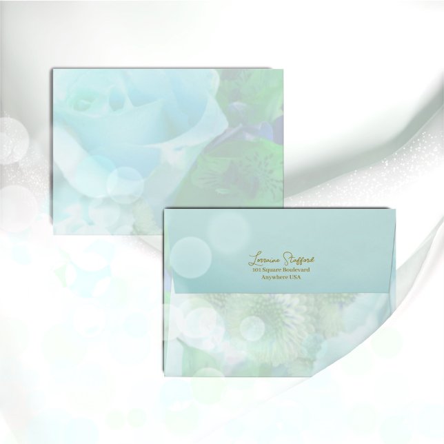 Pale Teal Rose Floral Envelope (Creator Uploaded)