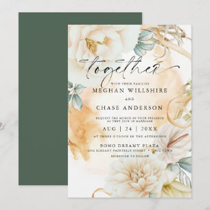 Pale Terracotta Ivory Watercolor Floral Invitation