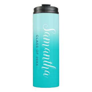 Pale to Dark Turquoise Gradient Senior Year Thermal Tumbler