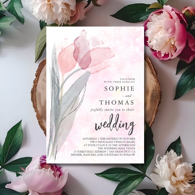 Pale tulip elegant wedding invitation (Creator Uploaded)