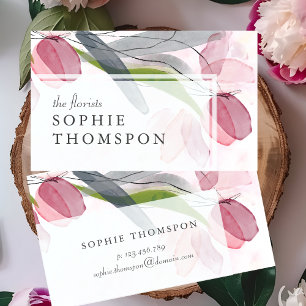 Pale tulip floral elegant business card