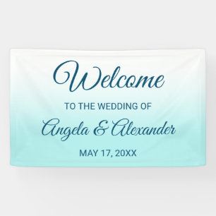 Pale Turquoise and White Ombre Wedding Banner