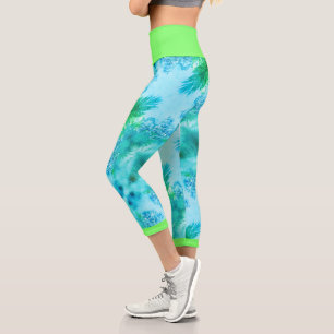 Pale Turquoise Jacaranda Flowers Stylised Leggings