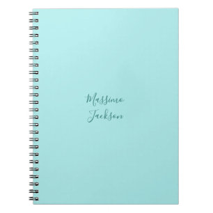 Pale Turquoise Minimalist Add Name Personalised Notebook