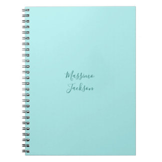 Pale Turquoise Minimalist Add Name Personalised Notebook
