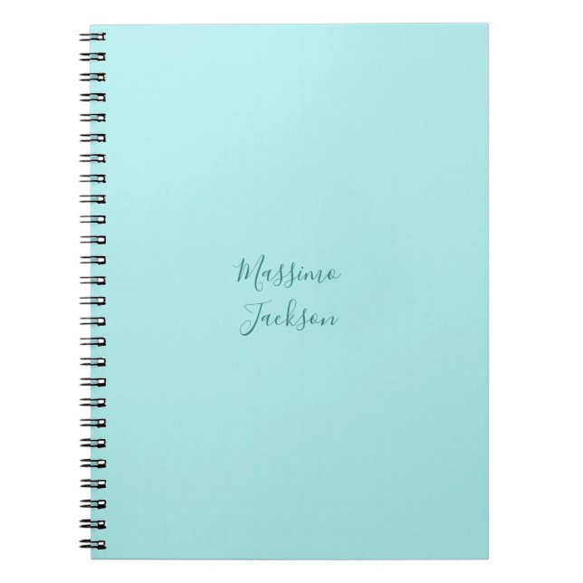 Pale Turquoise Minimalist Add Name Personalised Notebook (Front)