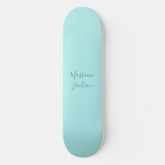 Pale Turquoise Minimalist Add Name Personalised Skateboard