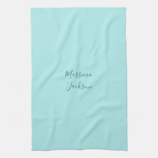 Pale Turquoise Minimalist Add Name Personalised Tea Towel