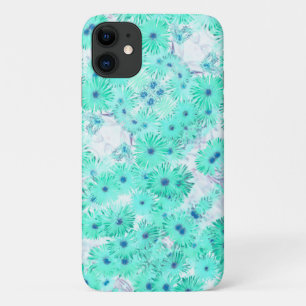 Pale Turquoise Pastel Wild Flowers  iPhone 11 Case