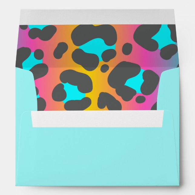 Pale Turquoise with Cheetah Print A7 Envelope (Back (Bottom))
