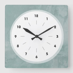 Pale Vintage Aqua Grunge Effect Old Italian Wall Square Wall Clock