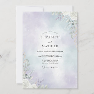 Pale Violet Foliage Eucalyptus Wedding Invitation