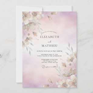 Pale Violet Leaf Wedding Invitation